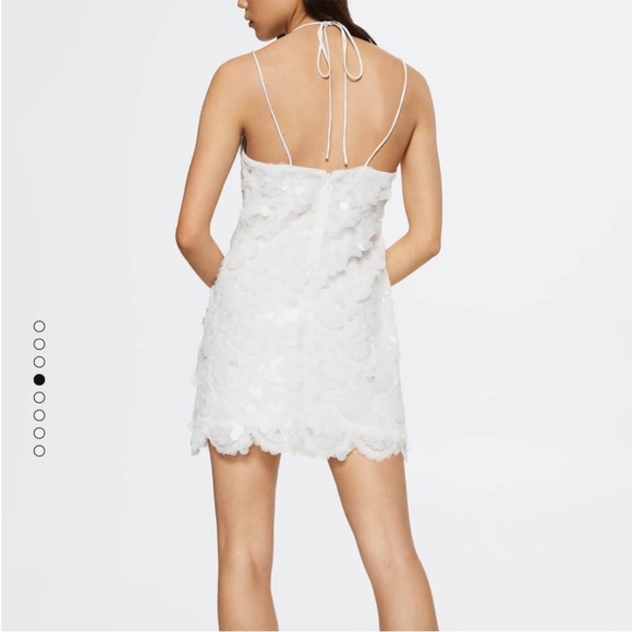 Mango white sequined hater neck dress | Size Medium | Bachelorette - Picture 3 of 5